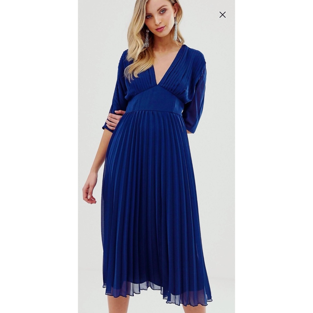 ASOS Batwing Pleated Midi Dress